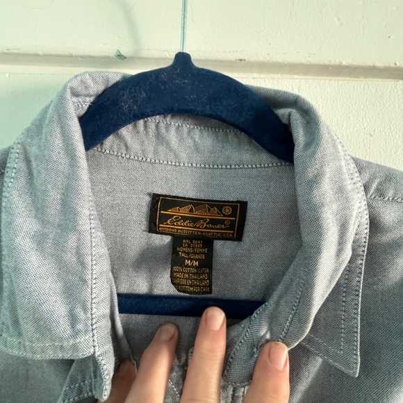 Vintage Eddie Bauer Oxford Shirtdress, M Tall, Blue - Picture 5 of 13